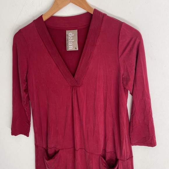 (56) Dolan 3/4 sleeve maroon midi dress, Size XS - Picture 4 of 7
